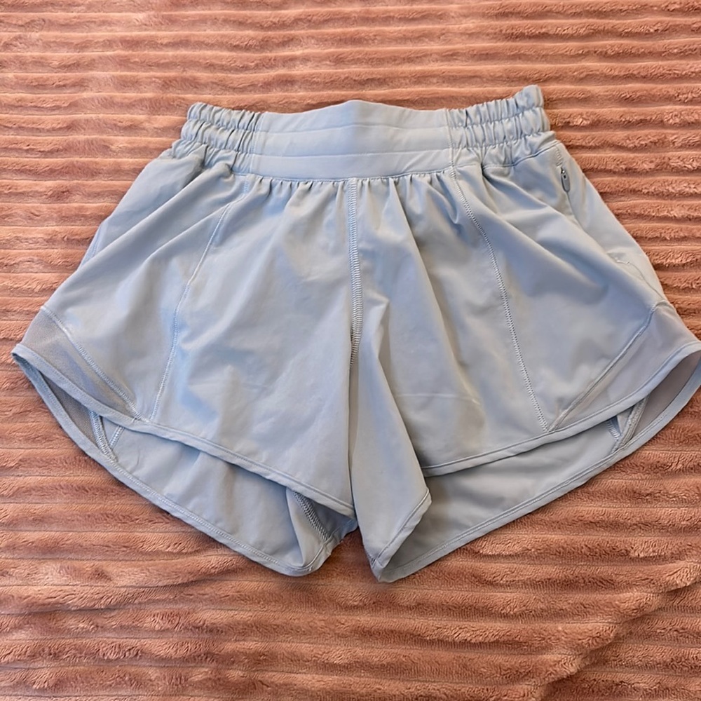 Lululemon Hotty Hot Low-Rise Lined Shorts 4” In Blue Linen